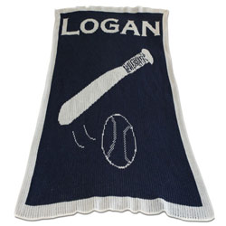 Custom Name and Baseball Bat Stroller Blanket