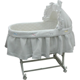 Short Pique Fleece Bassinet Set with Ribbon Bows